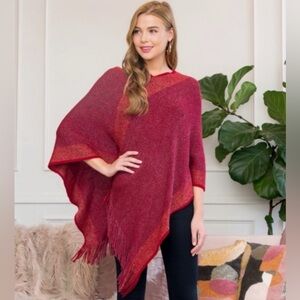 New! Red Poncho - One Size
